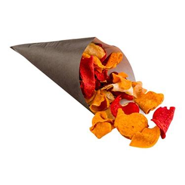 Imagem de Conetek 20 cm Conetek cones de comida pretos ecológicos: perfeito para aperitivos - cone de papel à prova de gordura e seguro para alimentos - descartável e reciclável - 100-CT - Restaurantware