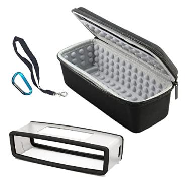 Imagem de Bolsa de viagem para transporte de armazenamento de substituição para alto-falante Bose Soundlink Mini I e Mini II, capa macia em gel e estojo rígido para transporte – preta