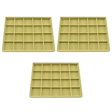 Imagem de Kit 3 Bandejas Grandes 20 Quadriculados para Jóias 37 x 27 x 3 cm - Veludo Bege Sem Capa