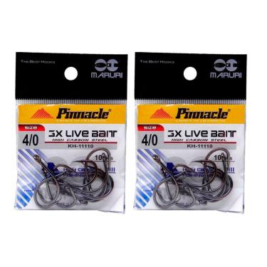 Imagem de Kit Anzol de Pesca Maruri 3X Live Bait Aço Carbono N° 4/0 30 Peças