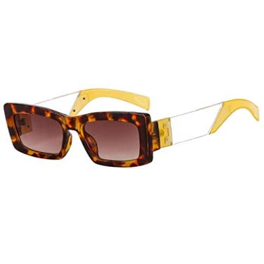 Imagem de Óculos de Sol Retangular Pequeno Vintage Designer Feminino Moda Óculos de Sol Tons UV400 Masculino Luxo Masculino Feminino Óculos, Leopardo, A
