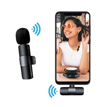 Imagem de Microfone de Lapela Sem Fio Wireless Para Celular Smartphone Android Usb C Type C Profissional Gravação de Vídeo Clip-on