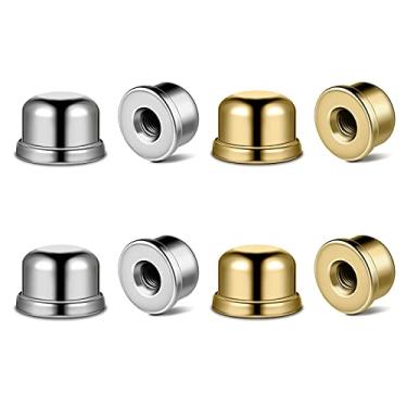Imagem de 8 peças de acessórios para lâmpada de botão de remate de lâmpada de 1/2 polegada de altura remates de aço chapeado 1/4-27 para tampas de harpa de lâmpada (ouro, prata)