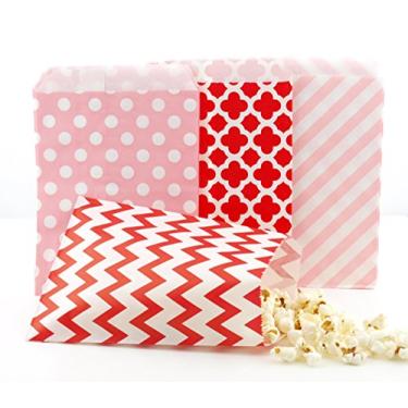 Imagem de Sacos de doces de dia dos namorados (pacote com 100) - Sacos de lembrancinha de festa de dia dos namorados vermelho e rosa, sacos de papel dos namorados para doces ou chocolate e decorações de festa de amor de fevereiro/lembrancinhas de festa