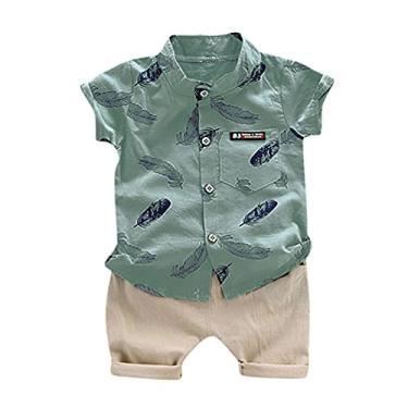 Imagem de Conjunto de camisetas de 1 a 4 anos de roupas de desenho animado para bebês meninos e meninos roupas e conjunto anime bebê (verde, 18 a 24 meses)