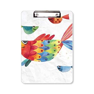 Imagem de Placa de suporte de almofada de escrita de peixe colorido de desenho animado A4