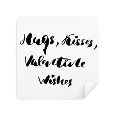 Imagem de Limpador de tela Hugs Kisses Valentine Wishes Quote Pano de limpeza de tela de camurça 2 peças