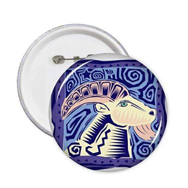 Imagem de Emblema de constelação de Áries mexicano cultura gravada alfinetes botão decoração acessório 5 peças