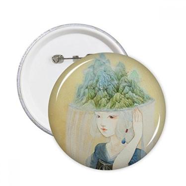 Imagem de Hats Beauty Ilustrador antigo chinês alfinetes redondos emblema botão decoração acessório 5 peças