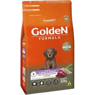 Imagem de Ração Seca PremieR Pet Golden Formula Carne e Arroz para Cães Filhotes de Raças Pequenas - 3 Kg