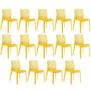 Imagem de Loft7, Kit 14x Cadeiras Gruvyer, Polipropileno, Jantar, Cozinha, Sala de Estar e Lazer - Amarelo
