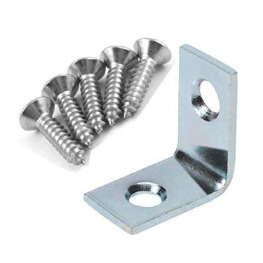 Imagem de Suporte de canto extra resistente de 2,5 cm x 2,5 cm x 1,3 cm com parafusos – Pacote com 20