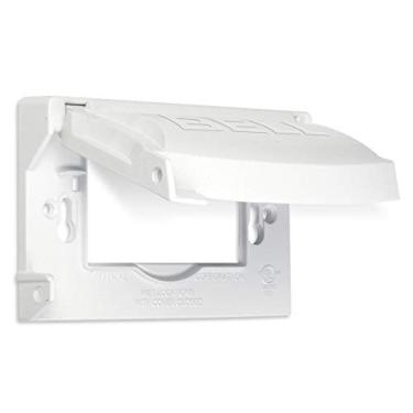 Imagem de BELL MX1250W Capa flip à prova de intempéries 12 em 1 de metal universal, protetor de tomada externa 12 em 1, vertical/horizontal, branco