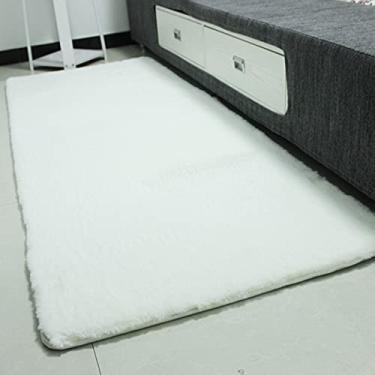 Imagem de jia cool Tapete de pele de coelho sintético premium, 100 x 160 cm, tapete de pele de coelho fofo, tapete para quarto e sala de estar, decoração luxuosa para casa interna, tapetes de pelúcia para piso lateral, off-white