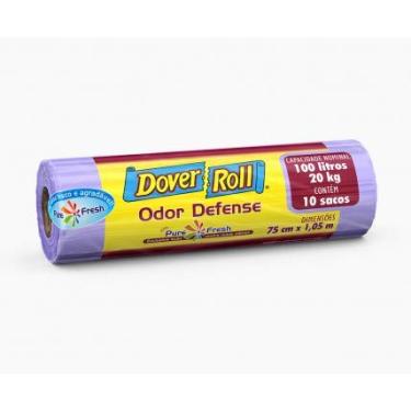 Imagem de Saco para lixo Dover-Roll Odor Defense, 100 litros, Lilás, com 10 sacos