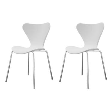 Imagem de Conjunto com 2 Cadeiras Jacobsen Branco e Cromado