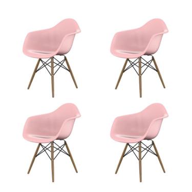 Imagem de Conjunto com 4 Cadeiras Eames Arm DSW Rosa e Madeira