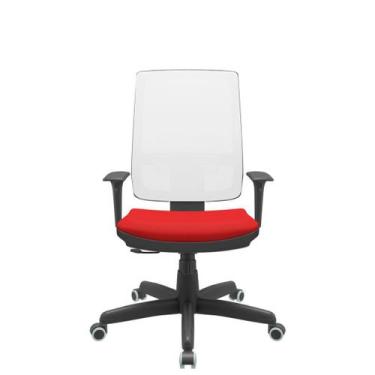 Imagem de Cadeira Office Brizza Tela Branca Assento Aero Vermelho Relaxplax Base