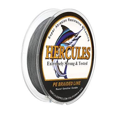 Imagem de Hercules Linha de pesca trançada super forte 4 fios super econômico de 1,8 kg a 2,3 kg Teste para água salgada, 109/328 / 547/1094 jardas (100 m / 300 m / 500 m / 1000 m), Diam# 0,08 mm - 0,55 mm Cinza, 100LB(45.4KG)-0.55MM-109YDS(100M)
