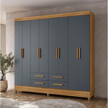 Imagem de Guarda Roupa Casal 8 Portas 4 Gavetas Freijo / Cinza Florida Moval
