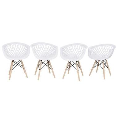Imagem de Conjunto 4 Cadeiras Web Base Wood Para Mesa De Jantar Cozinha Sala - A