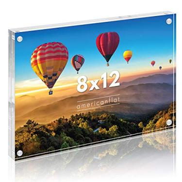 Imagem de Americanflat Moldura acrílica de 20 x 30,5 cm – molduras dupla face com cantos magnéticos – molduras de acrílico transparente para mesa ou mesa – Moldura de 20 x 30 cm com pano de microfibra incluído