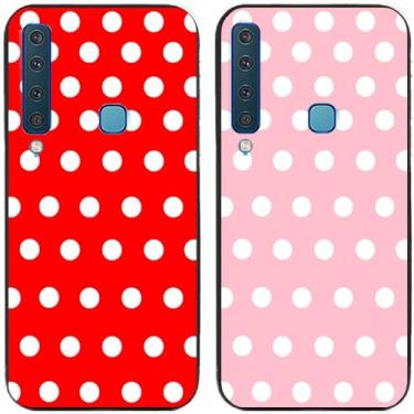 Imagem de 2 peças de capa de telefone traseira de silicone em gel TPU com bolinhas vermelhas e rosa para Samsung Galaxy All Series (Galaxy A9 2018)