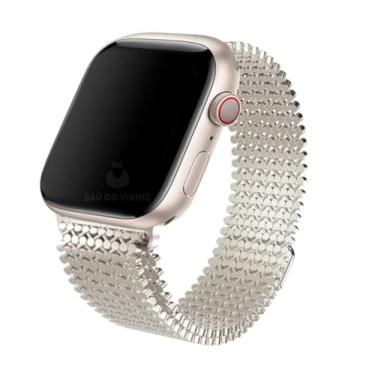 Imagem de Pulseira Dots Aço Magnética Imantada Compatível com Apple Watch 41mm 40mm 38mm 42mm 44mm 45mm 49mm (42/44/45/49mm, Estelar)