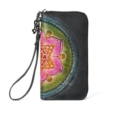 Imagem de Carteira feminina de couro legítimo, carteira feminina dobrável de grande capacidade, c