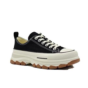 Imagem de Rebamima 2023 New Degisn Tênis feminino plataforma lona Fashione, Preto, 38