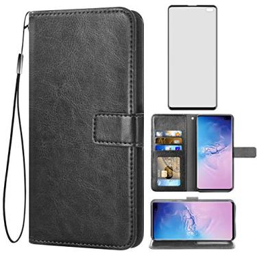 Imagem de Asuwish Capa tipo carteira compatível com Samsung Galaxy S10 Plus, vidro temperado, protetor de tela, flip, porta-cartões, acessórios, capas de telefone para Glaxay S10+ Galaxies S10plus 10S Edge S 10