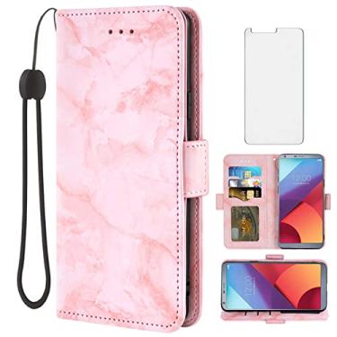 Imagem de Asuwish Compatível com capa LG G6 e protetor de tela de vidro temperado, acessórios para celular, compartimento para cartão, suporte, carteira de mármore para LGG6 ThinQ LG6 Thin Q G 6 Plus G6+ 6G