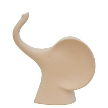Imagem de Elefante Decorativo Escultura em Cerâmica Bege 10x22cm - Mai Home