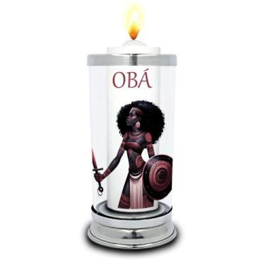 Imagem de Protetor de Velas 7 dias Orixá Obá Copo Vidro Castiçal  - Balaio de Sa