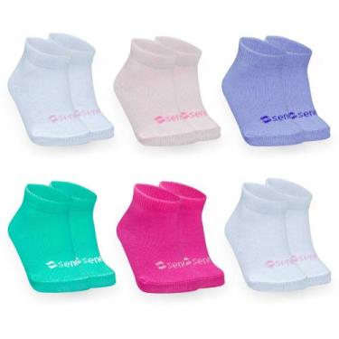 Imagem de Kit meia revenda baby feliz 6 pares meias infantil 0 a 6 meses colorid