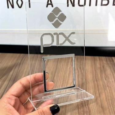 Imagem de Placa Pix Pagamento QrCode De Mesa Balcão c/ base - Acrílico - Acrihom