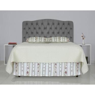 Imagem de Cabeceira de Cama Box Casal 138 cm Dunas Casavezi Suede Veludo Cinza e