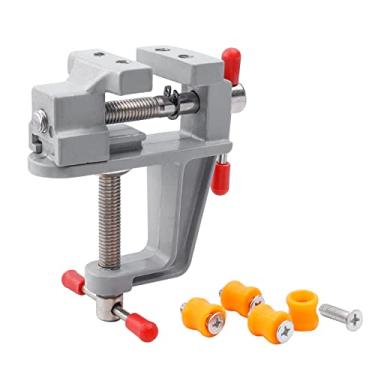 Imagem de Mesee Torno de bancada de mesa pequeno ajustável mini grampos de bancada de trabalho torno de entalhe de joias Torno universal broca prensa de aperto DIY artesanato escultura ferramenta de clipe para