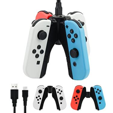 Imagem de GLDRAM 4 in 1 Joypads Charger Grip for Nintendo Switch & Switch OLED Accessories, Switch Controller Charging Dock Converts to Grip, Charger Dock Stand with LED Indicator and Charging Cable