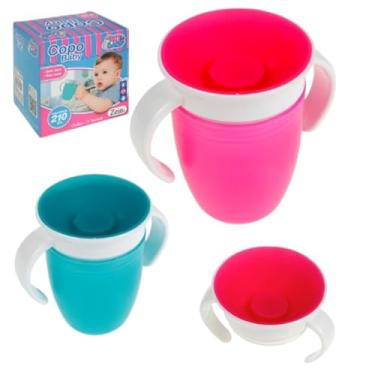 Imagem de Copo Antivazamento Treinamento Bebe Infantil Anti Vazamento Caneca 360 plastico com silicone ART BABY (AZUL)