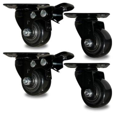 Imagem de Kit 4 Rodinha Reforçada 40mm 2 com Trava 2 sem trava Rodizio Giratorio