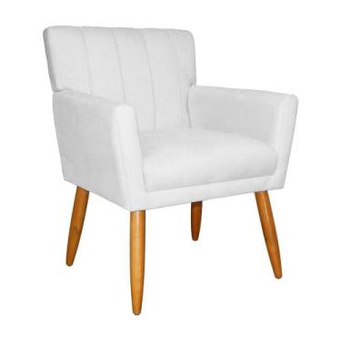 Imagem de Poltrona Cecília Para Sala de Jantar Suede - Vallisa Decor, Branco