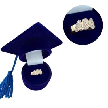 Imagem de Anel Formatura Abc Infantil Regulável Com Pedra Capelo Azul - Gabby Lu