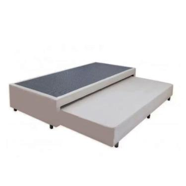 Imagem de Cama Box Bicama Auxiliar Solteiro Suede Espuma 8cm 88x188x40 Bege - Ki