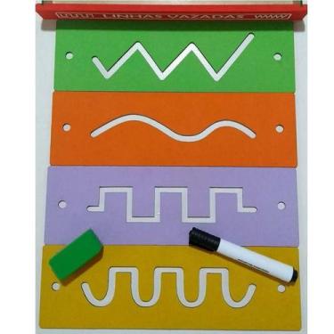 Imagem de Linhas vazadas 5 placas + 1 mini lousa + pincel + apagador - BRINQUE E