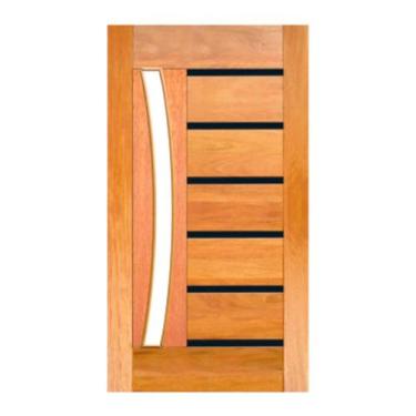 Imagem de Porta Pivotante BBB Friso Preto Arco p/Vidro Montada em Madeira Maciça