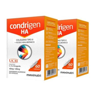 Imagem de Kit 2 Condrigen H.A. Colágeno Tipo 2 + Ácido Hialurônico 60 Cáps Maxin