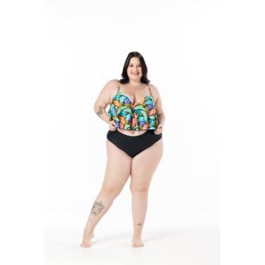 Imagem de Biquíni Plus Size Cintura Alta E Babado Na Barriga - WA modas, Azul, F