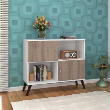 Imagem de Aparador Retrô 2 Portas e 2 Nichos Abertos - Branco/Rústico - Movelben