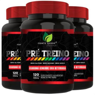 Imagem de 3 Potes Pré Treino Natural Beterraba Gengibre Uva e Guaraná Kit 360 Cá